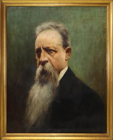 Telemaco Signorini (Italian 1835-1901)  - Ritratto di un anziano gentiluomo dalla lunga barba bianca, probabile autoritratto di Telemaco Signorini