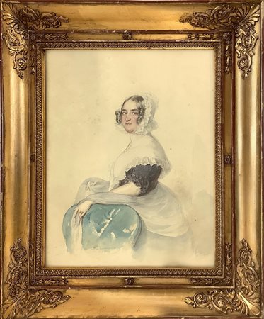 Rudolf  Gaupmann (Vienna 1811-Graz 1877)  - Dipinto raffigurante "Elegante Dame", 1841