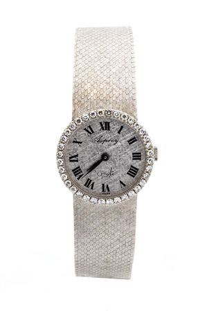  
BAUME & MERCIER per ASPREY: orologio da polso Lady in oro bianco 18k e brillanti, anni '70 
 