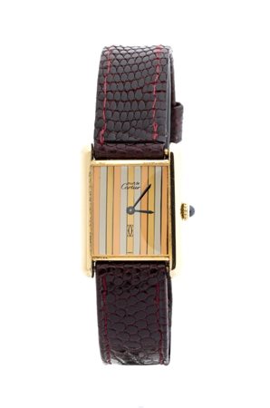  
LE MUST DE CARTIER Tank: orologio da polso in argento vermeille, anni '70-'80 
 