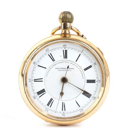  
FATTORINI & SONS: orologio da tasca inglese, cronografo 1/5 centre seconds – Bradford, fine XIX secolo 
 
