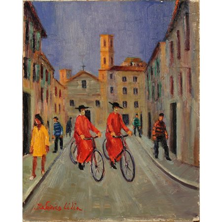 Federico Cilia (1900/?) "Austerità anche i preti vanno in bicicletta" - "Austerity, even priests ride bicycles"