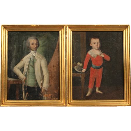 Scuola siciliana della fine del secolo XVIII "Figure di antenati" - Sicilian school of the end of the 18th century "Figures of ancestors"