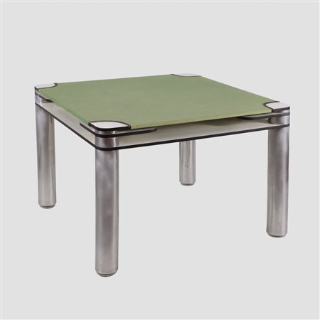 Joe Colombo, prod. Zanotta (5) Italia, 1969 tavolo 70x98x98 cm. - sedie 79x55x50 cm.