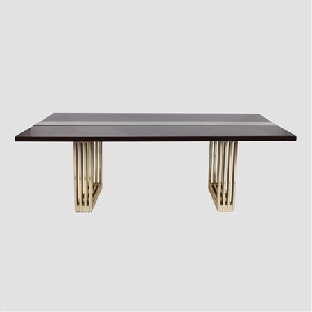 Prod. Fratelli Turri (9) Italia, anni 70 tavolo 75x210x98 cm. - sedie 100x43x50 cm.