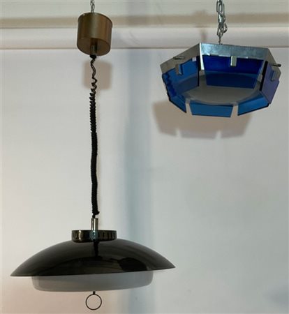 Lotto composto da una lampada a plafone Velca in metallo e vetro trasparente bl