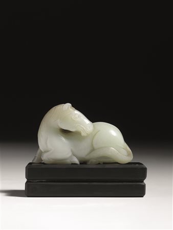 Intaglio Cina, periodo Quainlong (1736-1795), raffigurante cavallo sdraiato...