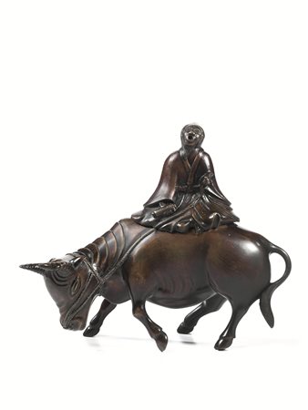 Scultura, Giappone, period Meiji(1852-1912), in bronzo raffigurante un toro...