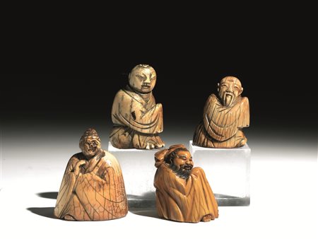 Scultura Giappone periodo Meiji (1868-1912), in avorio, raffigurante un...