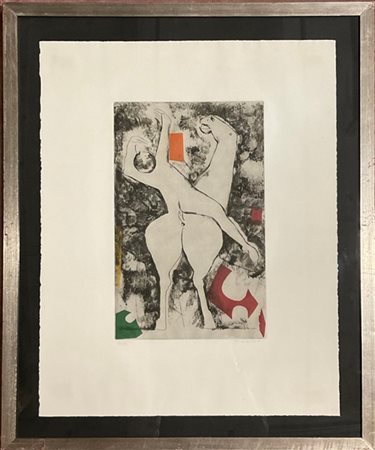 Marino Marini "In composizione" 1971
acquaforte e acquatinta a colori
(lastra cm