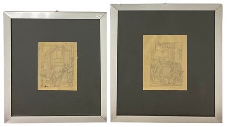 Remo Brindisi "Mercanti a Venezia" 1940
due disegni a matita
cm 22x15,5 e cm 18,