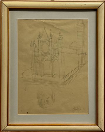 Franco Gentilini "Cattedrale di Orvieto" 1970
matita su carta
cm 32x24
firmata e