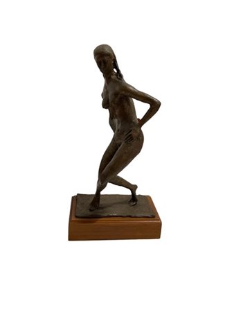 Pericle Fazzini "Nudo femminile" 
multiplo scultura in bronzo su base in legno
h