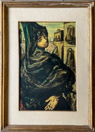 Salvatore Fiume "La mantiglia nera" 1947
olio su compensato
cm 68x45
Firmato in