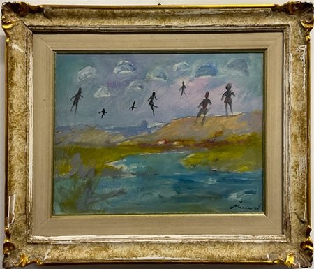 Mino Maccari "L'invasione" 1965
olio su tela
cm 30x40
firmato in basso a destra.