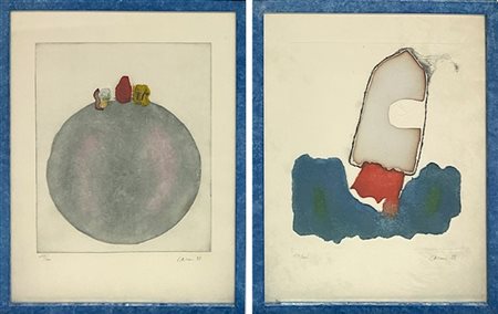 Eugenio Carmi Lotto composto da sei acqueforti e acquetinte a colori, alcune con