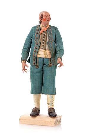 Giovane nobile calvo con lunghi favoriti e bocca socchiusa