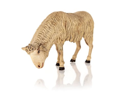 Grande figura di pecora in terracotta policroma