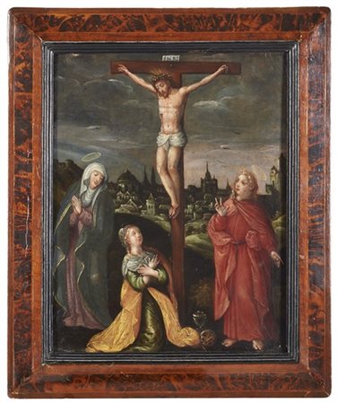 Scuola fiamminga dell'inizio del secolo XVII 
"Crocifissione"
olio su tavola (c