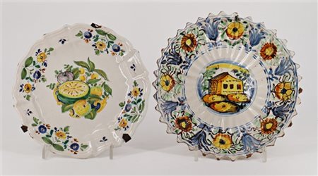 Manifatture diverse, secolo XVIII e XIX Lotto composto da un piatto in maiolica
