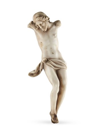 Ignoto del secolo XVIII. Cristo crocifisso, scultura in alabastro (h. cm 29) (d