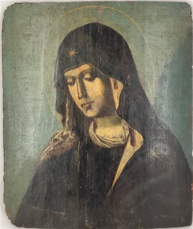 Ignoto del secolo XVIII

"Madonna addolorata"
olio su tavola (cm 27x23)
(difett