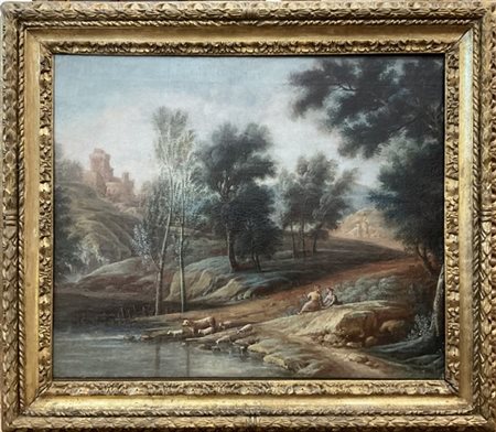 Giovan Battista Giovannini (Attr.) "Paesaggio"
olio su tela (cm 63x79)
in cornic