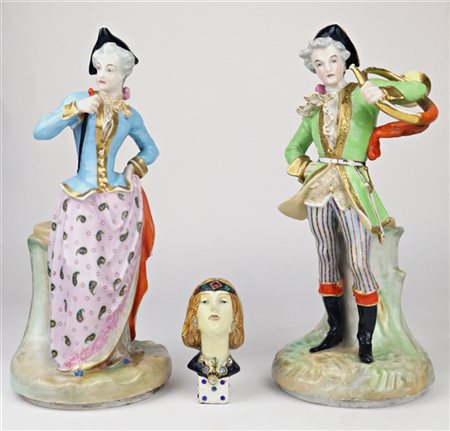 Manifatture diverse. Lotto composto da due basi per lampada in porcellana raffi