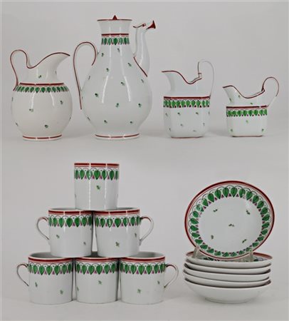 Manifattura di Ginori, Doccia, inizio secolo XIX. Servizio da caffè in porcella