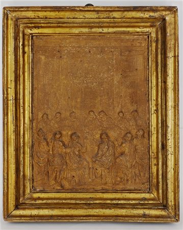 Arte del secolo XVIII. Ultima Cena, pannello in stucco a rilievo (cm 37x27) in