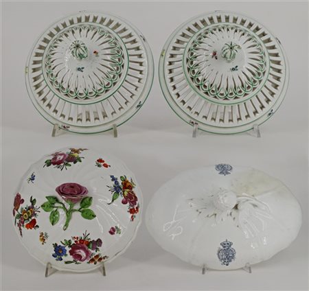 Manifatture differenti, secolo XIX. Lotto composto da quattro coperchi in porce