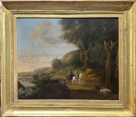 Scuola del nord Europa della fine del secolo XVIII

"Paesaggio fluviale con sol