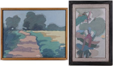 Ignoto, lotto composto da due dipinti a tecnica mista su cartone pressato (cm 2