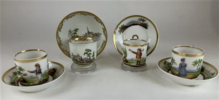 Manifattura di Vienna, secolo XVIII. Lotto composto da una tazza con piattino i