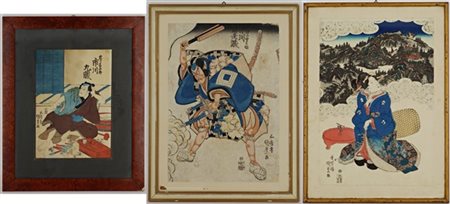 Due stampe di Kunisada (1786-1865) entrambe parti di due diversi polittici, for