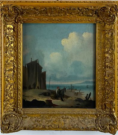 Scuola olandese del secolo XIX

"Marina con figure"
olio su tavola (cm 37,5x31,