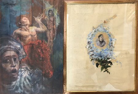 Cartone contente diversi dipinti e incisioni di epoche e misure diverse, in cor