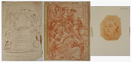 Lotto contenente tre disegni di misure e tecniche differenti di cui uno a sangu