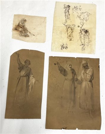 Cartella contenente diversi disegni del secolo XIX di autori e tecniche differe