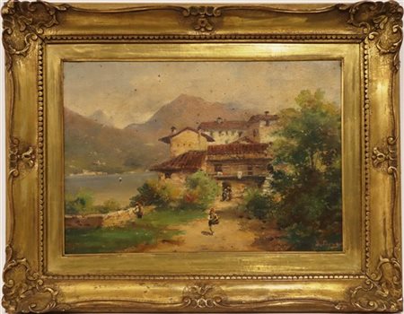 Lotto composto da tre "Paesaggi" della seconda metà del secolo XIX ad olio su t