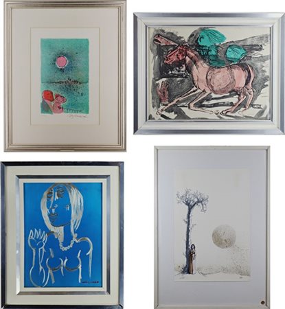 Lotto composto da due litografie a colori di Cassinari e Rognoni, un multiplo s