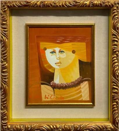 Vittorio Maria Di Carlo "Figura" 2001, olio e sabbia su tela (cm 30x24) firmato