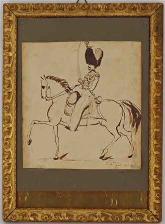 Ignoto di fine secolo XIX

"Ussaro a cavallo" 
china su carta (cm 16x15)
Reca t