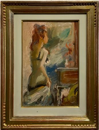 Gian Pietro Restellini "Nudino allo specchio" 1967, olio su cartone telato (cm 3