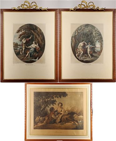 Lotto composto da una coppia di riproduzioni raffiguranti scene mitologiche con