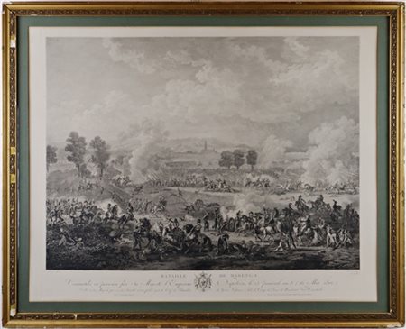 Antica incisione raffigurante la battaglia di Marengo (cm 81x62) In cornice (di