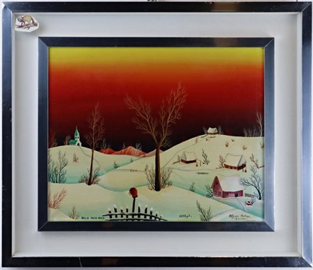Anton Ajlec "Paesaggio innevato", olio su tela (cm 35x44) firmato in basso a des