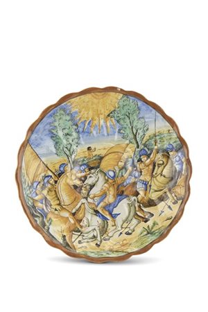 Manifattura del secolo XIX, nei modi urbinati di Orazio Fontana. Alzata in maio