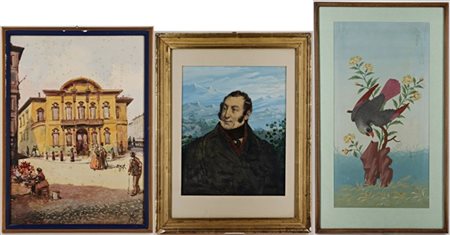 Lotto composto da un acquerello firmato Boschini raffigurante Palazzo Sormani,