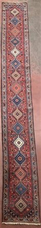 Tappeto passatoia Shiraz, Persia, secolo XX (cm 664x87) (difetti)